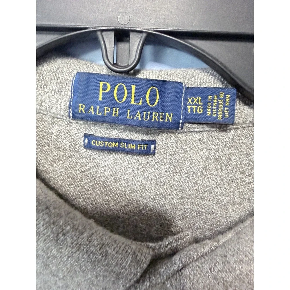 Ralph Lauren Polo Shirt Men's XXL Gray Heather Big Pony No 3 Custom Slim Fit